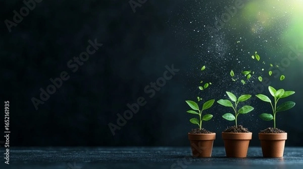 Obraz Growing hope plant growth journey in indoor space nature photography close-up greenery concept