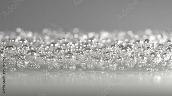 Fototapeta Photorealistic water beads condensed across a clear surface, transparent background for versatile use in design projects.