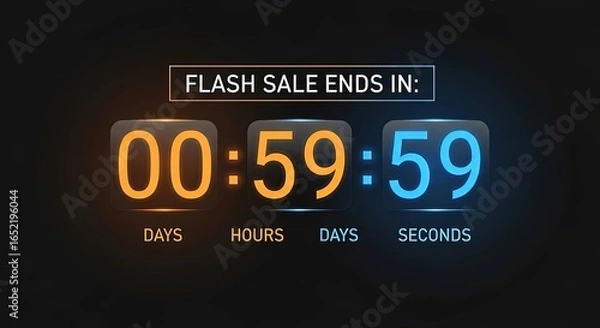 Obraz Urgent flash sale countdown timer with glowing numbers creates excitement for limited-time offers