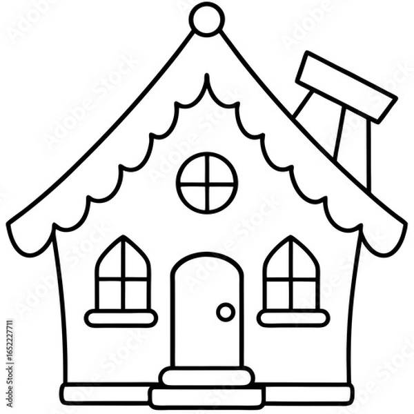 Fototapeta Gingerbread house line art vector illustration