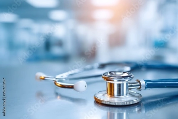 Fototapeta medical stethoscope on the table