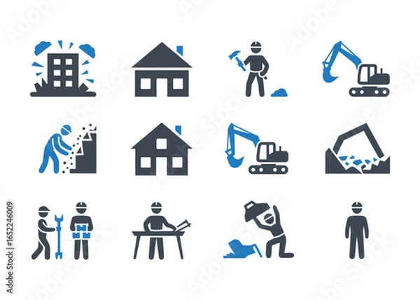 Fototapeta Construction and demolition icon set