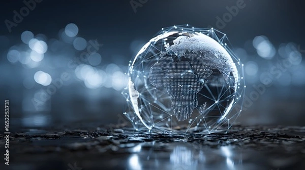 Fototapeta A global network sphere showcasing interconnectedness.
