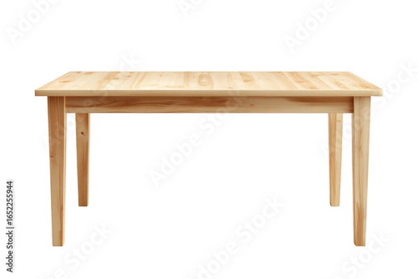 Fototapeta Light wood dining table with straight legs and visible grain isolated on a transparent background furniture