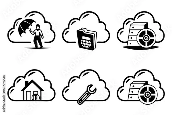 Obraz Cloud computing services vector icon set.
