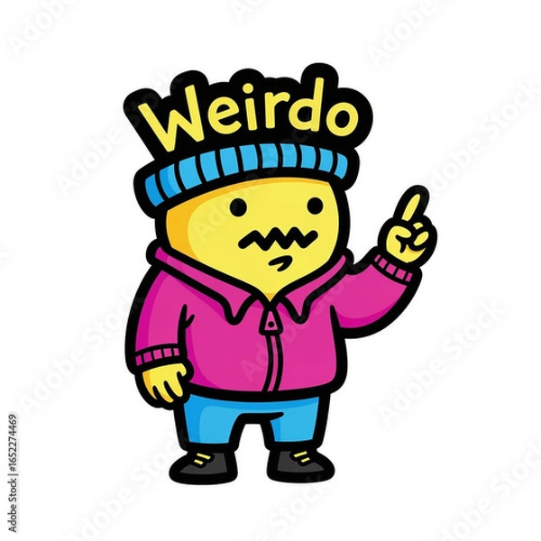 Fototapeta Cartoon Weirdo Character Illustration on White