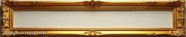 Fototapeta Heavy gold frame, rich carvings, clean background , opulent, luxury frame, art