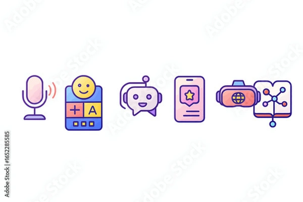 Obraz Artificial Intelligence Mobile Apps and Chatbot Icons