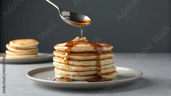 Fototapeta stack of pancakes with syrup