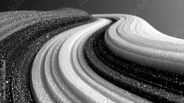 Fototapeta A striking black and white abstract texture featuring swirling finger-like patterns, creating a dynamic sense of motion and depth. Generative AI