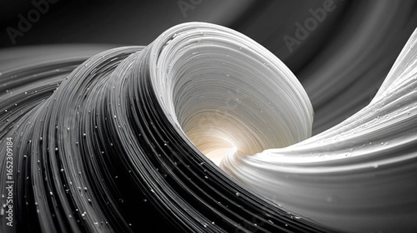 Fototapeta A striking black and white abstract texture featuring swirling finger-like patterns, creating a dynamic sense of motion and depth. Generative AI
