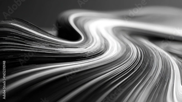 Fototapeta A striking black and white abstract texture featuring swirling finger-like patterns, creating a dynamic sense of motion and depth. Generative AI