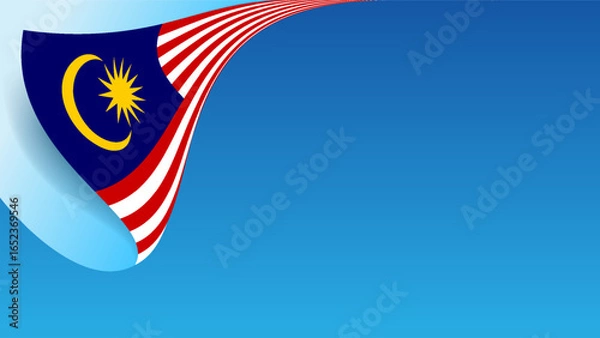 Fototapeta Malaysia day banner presentation background with stylized wavy flag