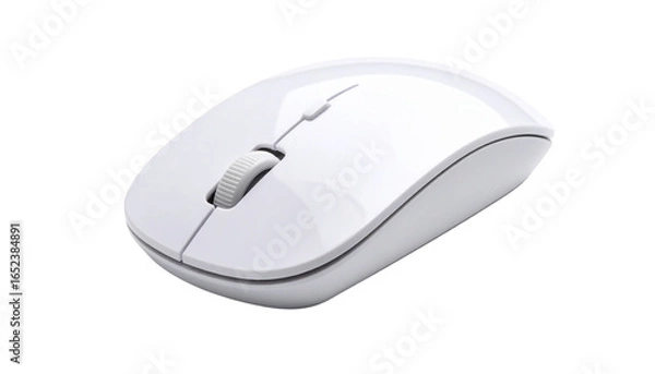 Fototapeta An isolated black wireless optical computer mouse is a modern office input device for communication and business