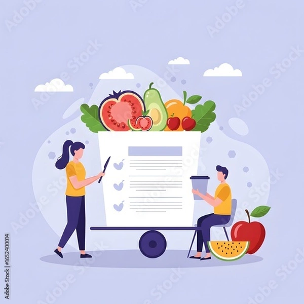 Obraz Healthy Food Shopping List and Diet Plan Concept