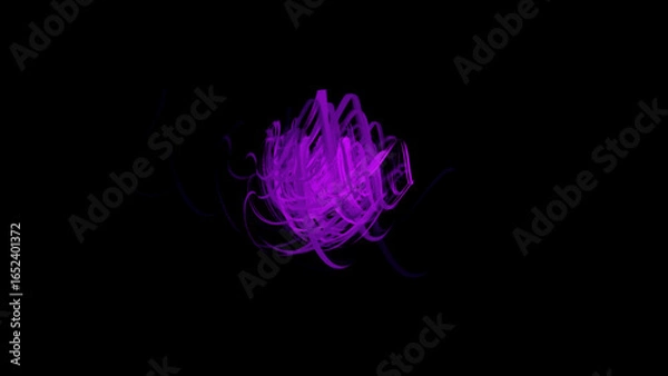 Fototapeta Abstract dynamic purple swirls on black background, perfect for modern art designs