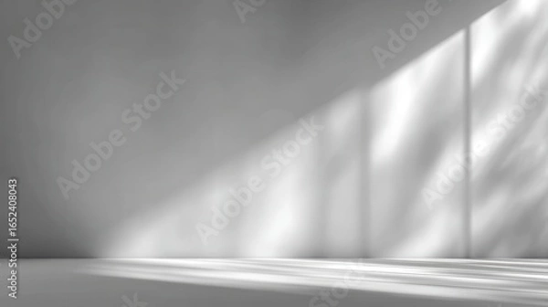 Fototapeta Simple White Room With Sunlight Shadows