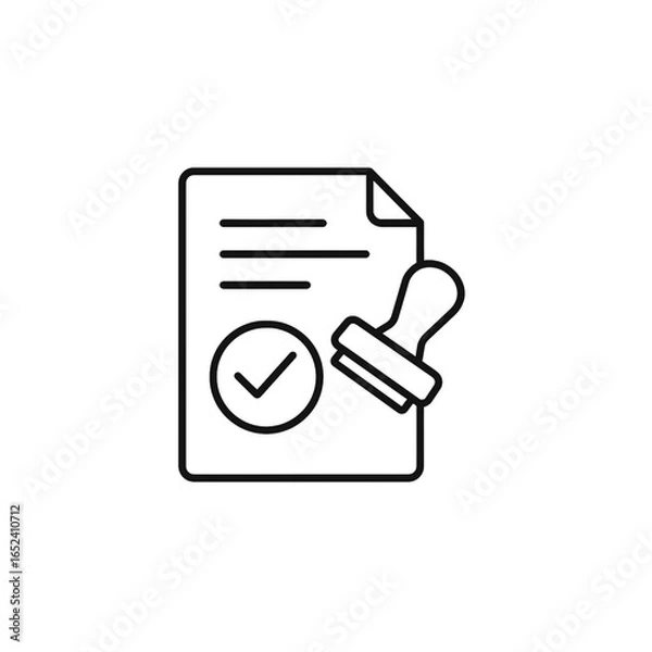 Obraz 承認の線画アイコン、素材、背景なし、イラスト