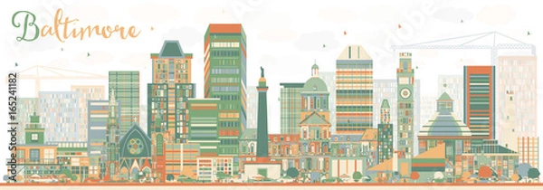 Obraz Abstract Baltimore Skyline with Color Buildings.