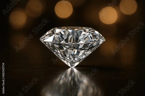 Fototapeta A Diamond's Reflection on a Black Canvas