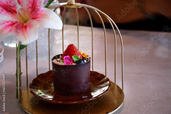 Fototapeta chocolate cake with rose