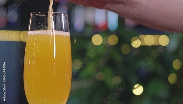 Obraz Pouring a bubbly drink into a glass