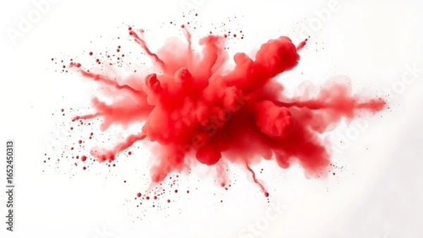 Fototapeta Dramatic red powder explosion against white, captured with dynamic motion blur.