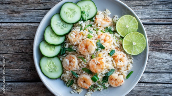 Fototapeta thai fried rice with shrimp