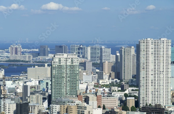 Fototapeta 東京風景　芝浦　白金方面　奥にお台場　ゲートブリッジを望む
