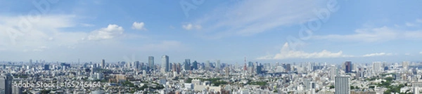 Fototapeta 東京風景　パノラマ　7月　恵比寿からのぞむ都心全景