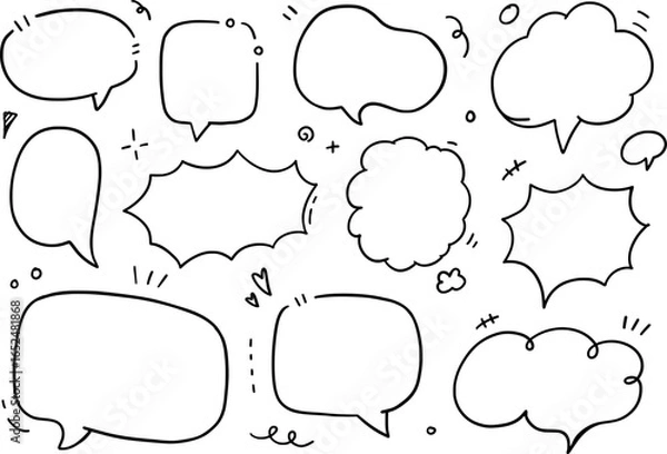 Obraz Chat box set doodle on white background. Vector illustration