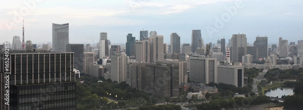 Obraz 日本の東京都市景観（霞が関の官庁街やビル群などを望む）