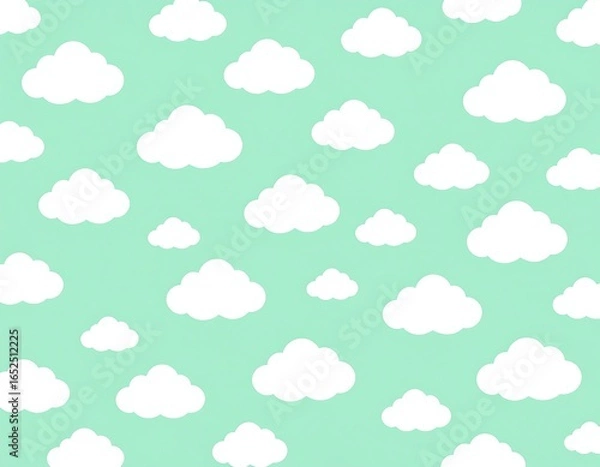 Obraz Stylized clouds floating against a soft mint backdrop seamless wallpaper design concept