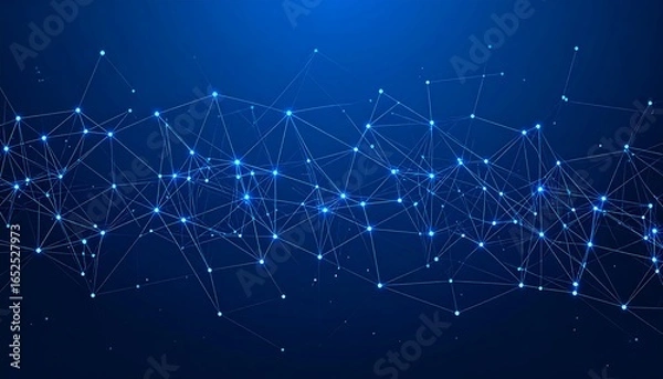 Obraz Abstract network graphic with interconnected points and lines.  Dark blue background