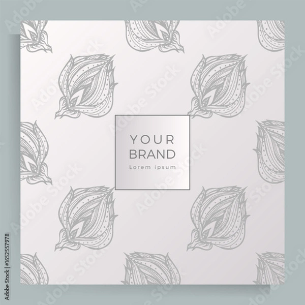 Fototapeta Cover design for menu, wedding invitation, booklet, portfolio, catalog. Elegant template with an original handmade floral pattern.