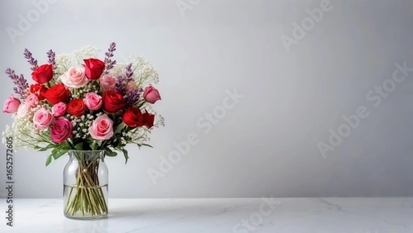 Fototapeta a bouquet of flowers in a vase, the concept of empty space