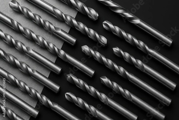 Obraz Black background showcasing metallic drill bits