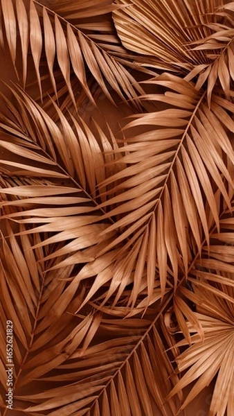 Fototapeta Copper palm leaves pattern