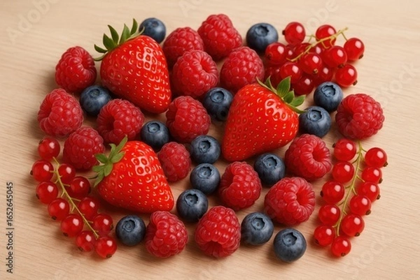 Fototapeta Assorted berries placed on a tabletop