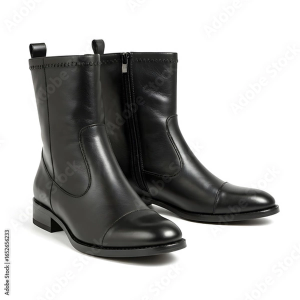 Obraz black leather boots