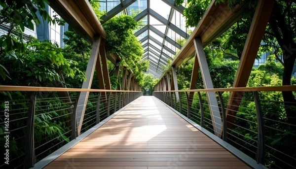 Obraz Elevated Walkway Amidst Verdant Foliage