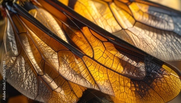 Obraz Detailed Close-up of Dragonfly Wings with Intricate Vein Patterns