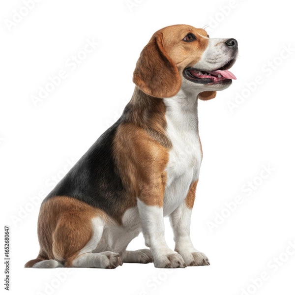 Fototapeta Beagle sitting, looking up