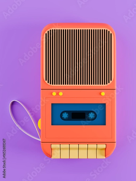 Fototapeta cassette retro recorder bright top