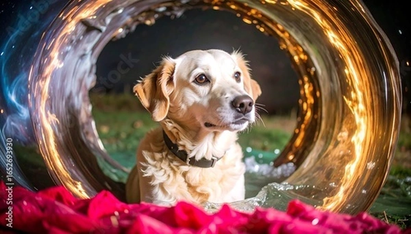 Obraz Dog in a glowing ring