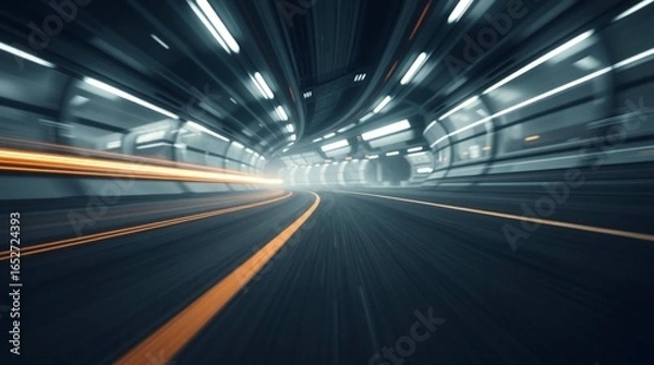 Obraz Empty world using contrasting chiaroscuro lighting to capture motion or light trails