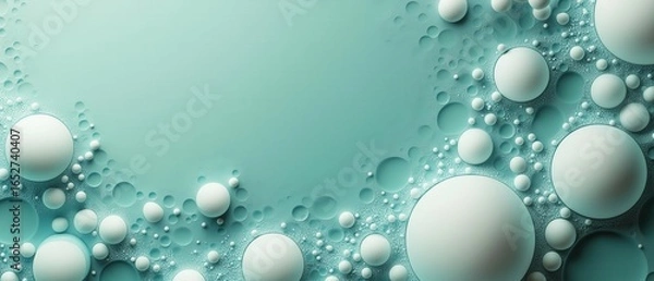 Obraz Abstract white spheres isolated on green background