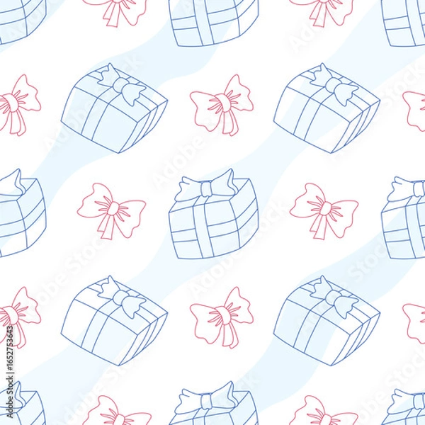 Fototapeta Seamless pattern with gift boxes and bows