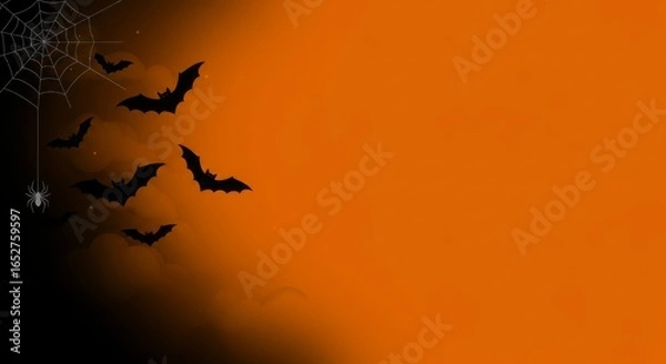 Fototapeta Halloween bats and spiderweb