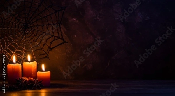 Fototapeta Halloween pumpkins with spiderwebs